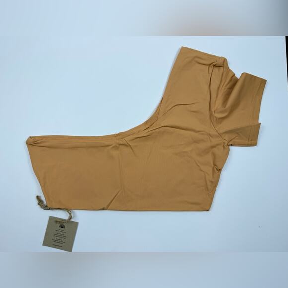 NWT Free People x Toast Signature One Shoulder Crop Bikini Top Sandstone Tan Med - Picture 3 of 5